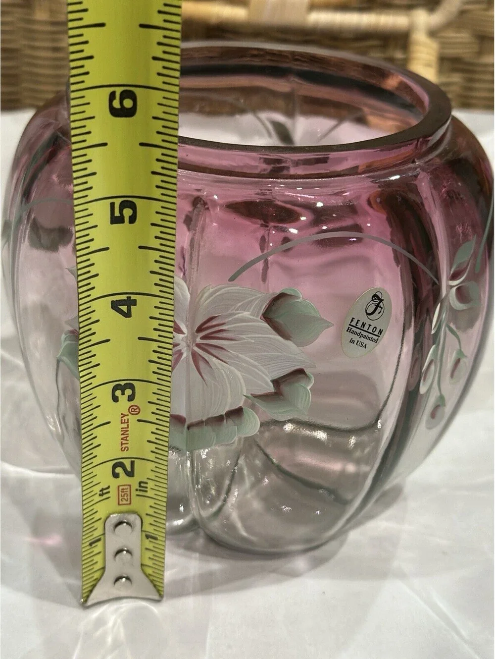 Limited Ed. Fenton Cranberry Glass Melon-Ribbed Rose Bowl Numbered Signed RARE